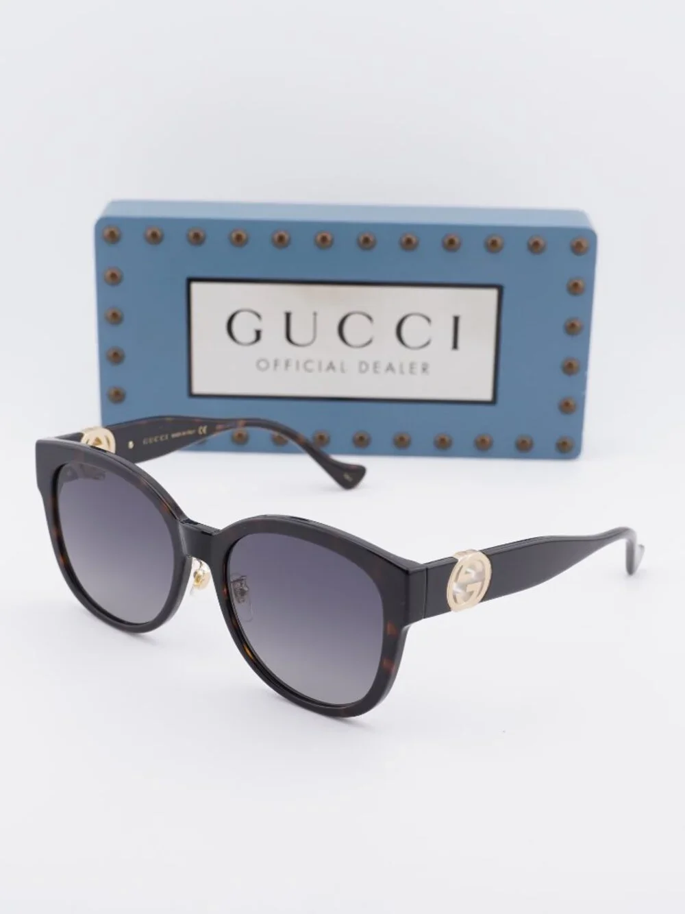Gucci GG1028SK 002 Cat Eye Sunglasses - Dark Havana\Grey Gradient